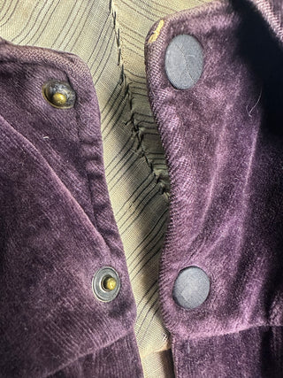 Vintage Purple Velvet Embroidered Full Length Coat Robe