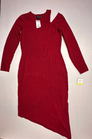 Just Taylor Red Asymmetric Sweater Dress Cutout NWT Size M