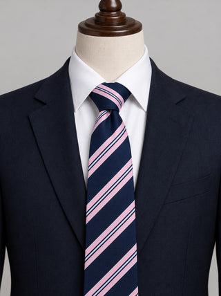 Nautica Pink Navy Blue Striped Men's Tie Classic Silk Blend Necktie 3.5"