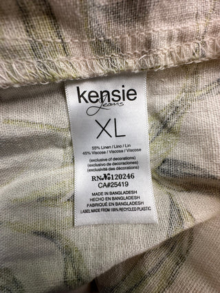Kensie Jeans Womens XL Linen Blend Floral Wide Leg Jumpsuit