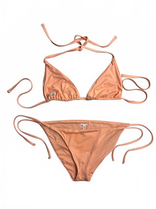 BECCA Rebecca Virtue Peach Triangle Tie Bikini 2 Piece Set