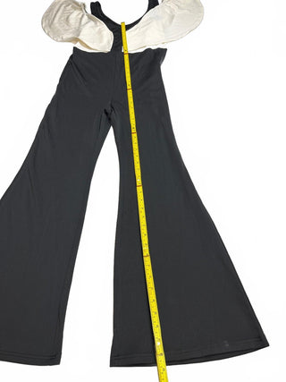 SHEIN Women's L Black White Ruffle Flare Jumpsuit