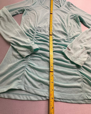 Marika Tek Womens M Mint Green Ruched Hooded Tunic Top