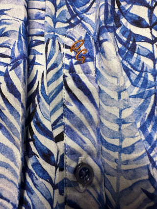 Robert Graham Classic Fit Men's L Blue Leaf Print Shirt