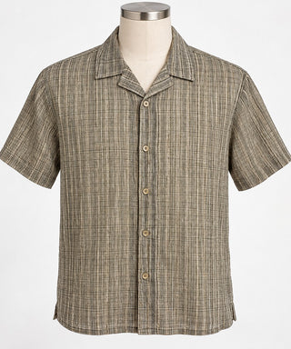Zara Men's L Textured Plaid Short Sleeve Button Up Shirt