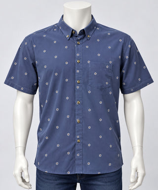 & Collar Men's XL Blue Floral Short Sleeve Button Up Shirt