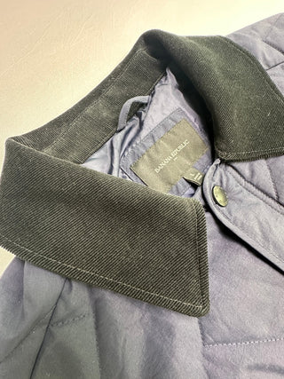Banana Republic Long Quilted Herringbone Navy Jacket Large