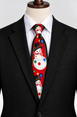 Vintage Christmas Snowman Silk Tie Made in Korea