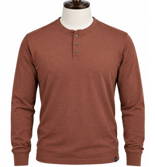 MBX Premium Goods Men's Long Sleeve Henley Shirt Size M Rust