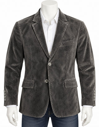 Alberto Cardinali Men's Gray Velvet Tailored Fit Blazer 42L