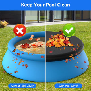 Tufmunb 15ft Round Pool Cover Inflatable Easy Set Oxford Fabric Elastic Black