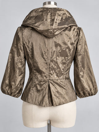 BCBGMAXAZRIA Metallic Bronze Hooded Jacket Women S
