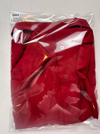 SHEIN Red Short Sleeve Button-Up Shirt Size L US 8/10