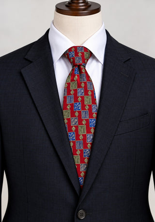 Nubio Collezione Esclusivo Red Patterned Silk Tie Made in USA