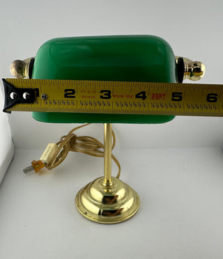 Vintage Green Glass Banker Desk Lamp Brass Tone WORKS GREAT!