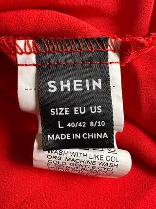 SHEIN Women's Red Off Shoulder Ruffle Sleeve Top Size L 8/10