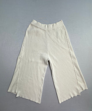 Zara Knit Cream Ribbed Wide Leg Pants Women S