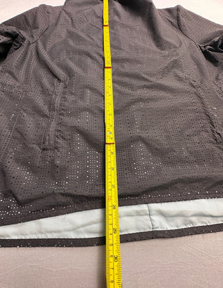 Fabletics Gray Perforated Hooded Windbreaker Womens M