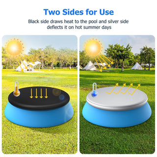 Tufmunb 15ft Round Pool Cover Inflatable Easy Set Oxford Fabric Elastic Black