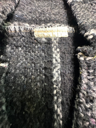 Black Gray Striped Baja Hoodie Mexican Poncho Pullover