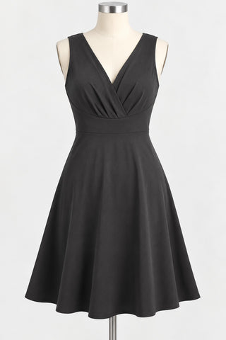 SHEIN Women's Black Fit & Flare V-Neck Dress Size 6