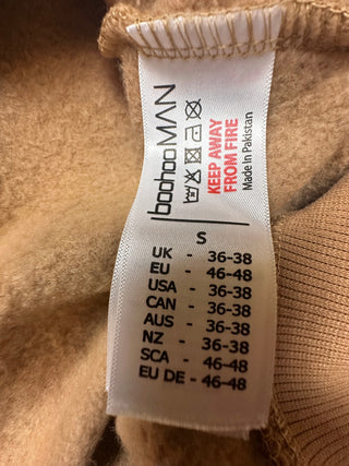 boohooMAN Men's S Brown Pullover Hoodie Sweatshirt MAN