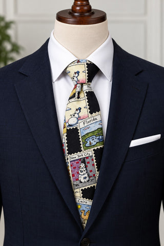 American Greetings Novelty Snowman Stamp Print Men's Tie