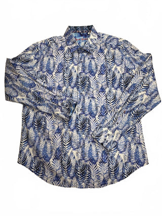 Robert Graham Classic Fit Men's L Blue Leaf Print Shirt