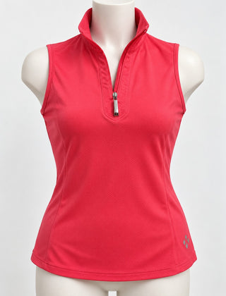 Jofit Women's Sleeveless Athletic Golf Polo Shirt in Coral