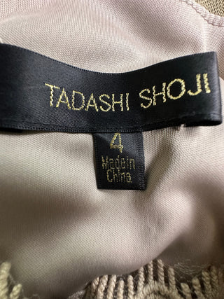 Tadashi Shoji Gold Sequin Lace Cocktail Dress Size 4