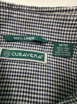 Cubavera Men's M Linen Button-Up Shirt Navy and White