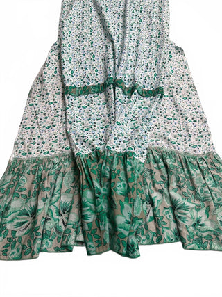 R Vivimos Womens S Green Floral Boho Puff Sleeve Maxi Dress