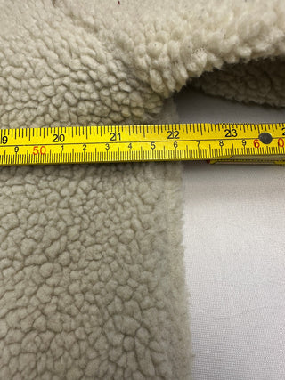 Men's Cream Sherpa Fleece Full Zip Jacket Navy Trim Pockets