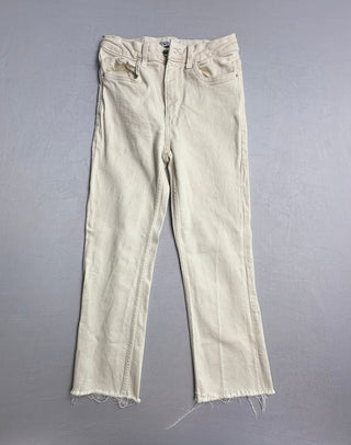 Zara Cream Raw Hem Straight Leg Jeans Women US 2 EUR 34