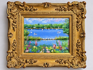 Signed Original Mexican Painting Landscape Ornate Gold Frame