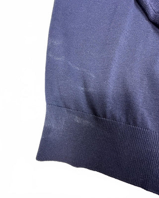 Proper & Sport Men's Navy Cotton Silk V-Neck Sweater Medium