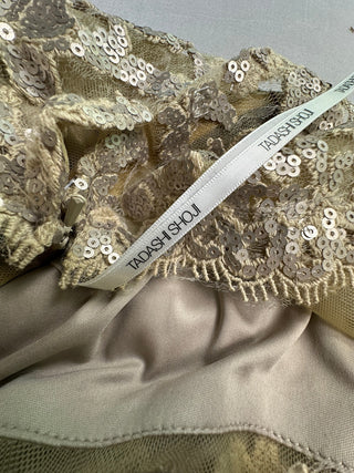 Tadashi Shoji Gold Sequin Lace Cocktail Dress Size 4