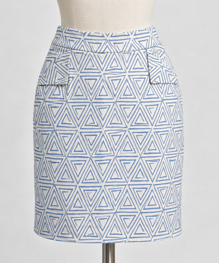 Mikarose Blue White Geometric Pencil Skirt Women’s M