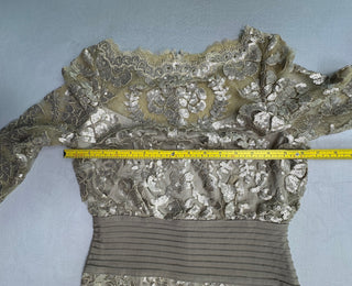 Tadashi Shoji Gold Sequin Lace Cocktail Dress Size 4
