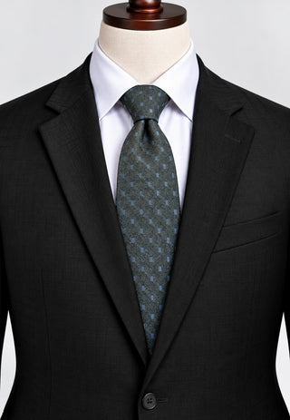 Van Heusen Men's Silk Tie in Dark Green with Blue Geometric Pattern