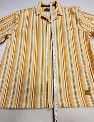 Saints Studio Men's L Striped Camp Collar Short Sleeve Shirt