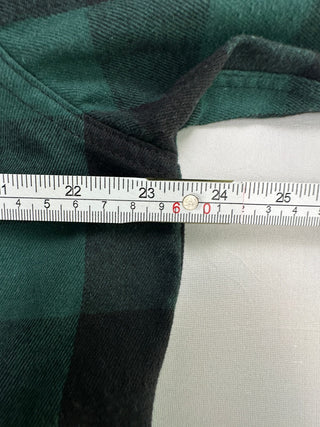 Design In Italy Luxury Men L Green Black Plaid Flannel Shirt
