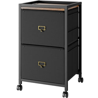 2-Drawer Mobile File Cabinet with Lockable Wheels and Anti-Drop Buckle