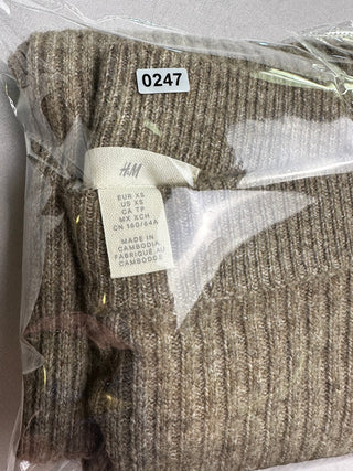 H&M Brown Ribbed Knit Midi Skirt Wool Blend Women XS