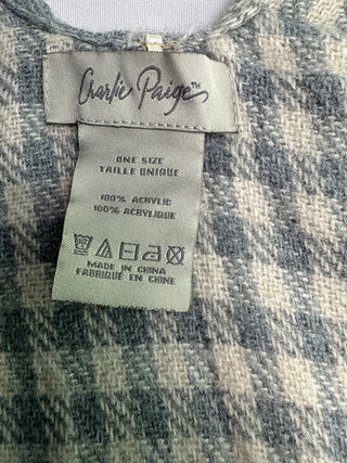 Charlie Paige Gray Plaid Poncho Shawl Wrap One Size Fringe