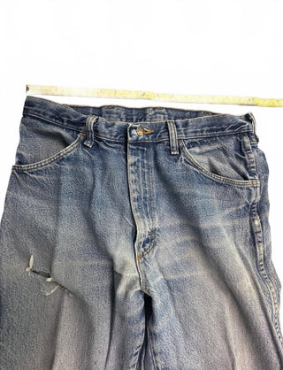 Rustler Mens Jeans 34x32 Distressed Faded Blue Denim Vintage