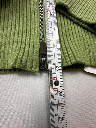 Yesfashion Green Full Zip Mock Neck Cardigan Sweater M NWT