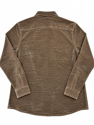 Nicoby Premium Mens Wear Brown Velour Button-Up Shirt Large