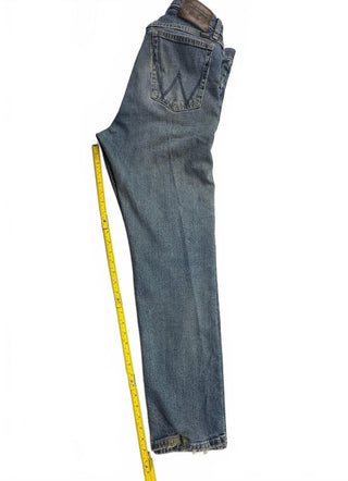 Wrangler Regular Fit Men's Jeans 33x32 Distressed Blue Denim