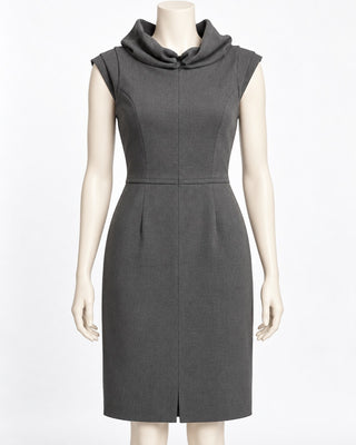 Tahari Arthur S Levine Gray Cowl Neck Sheath Dress 4